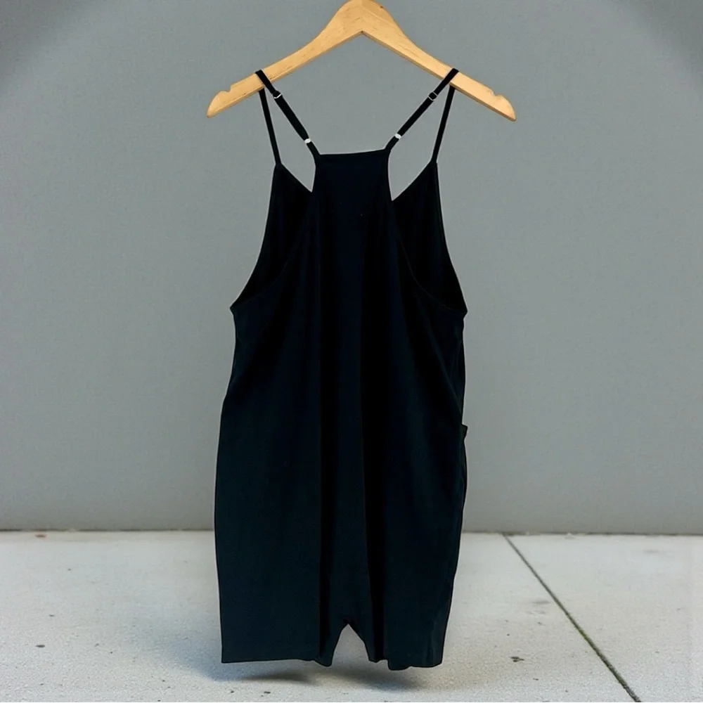 Black Romper Shorts Side Pockets Medium - Picture 2 of 2